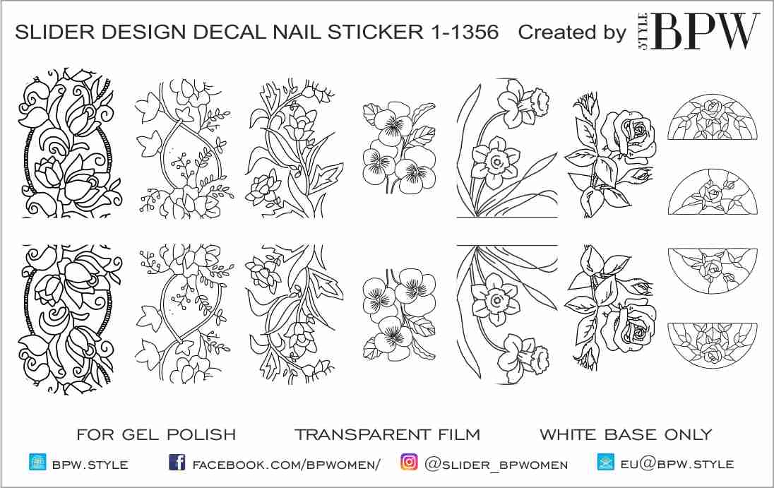 Decal nail sticker Flowers stencil