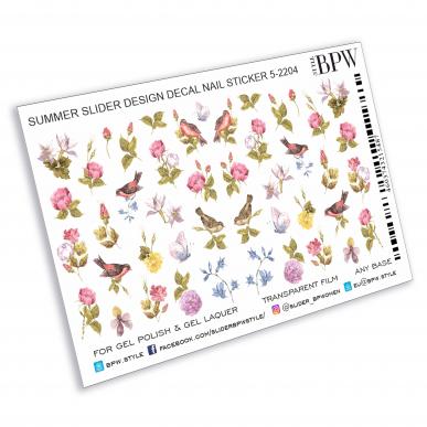 Decal nail sticker Summer with Birds & Flowers