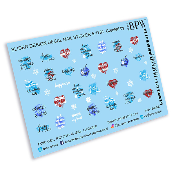 Decal nail sticker Winter texts