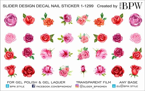 Decal nail sticker Watercolor roses
