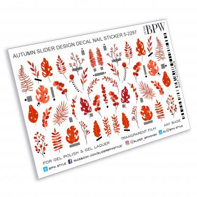 Decal nail sticker Red leaves