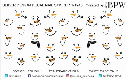 Decal nail sticker snowman's smile