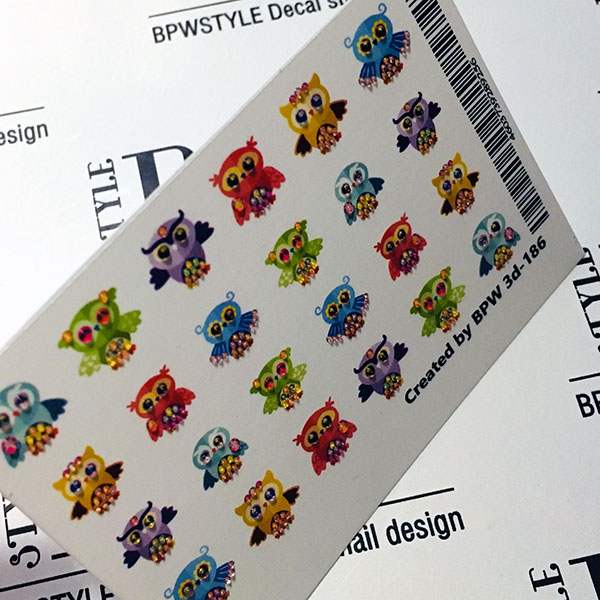 Decal sticker 3D Owls with crystalls
