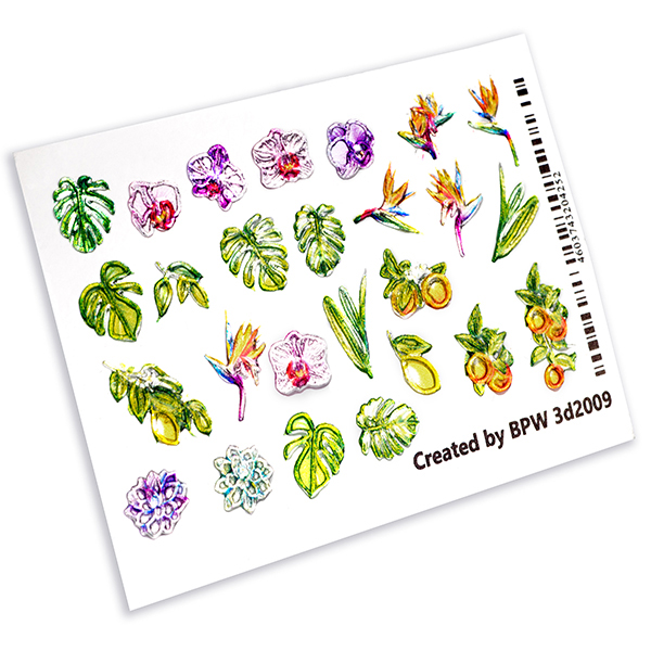 Decal sticker 3D Tropic flowers