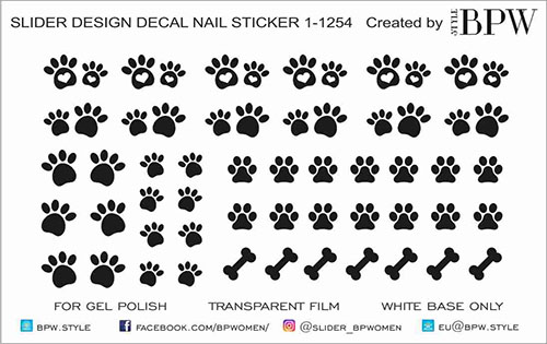 Decal nail sticker Dog's feet