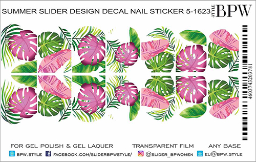 Decal nail sticker Tropic leaves