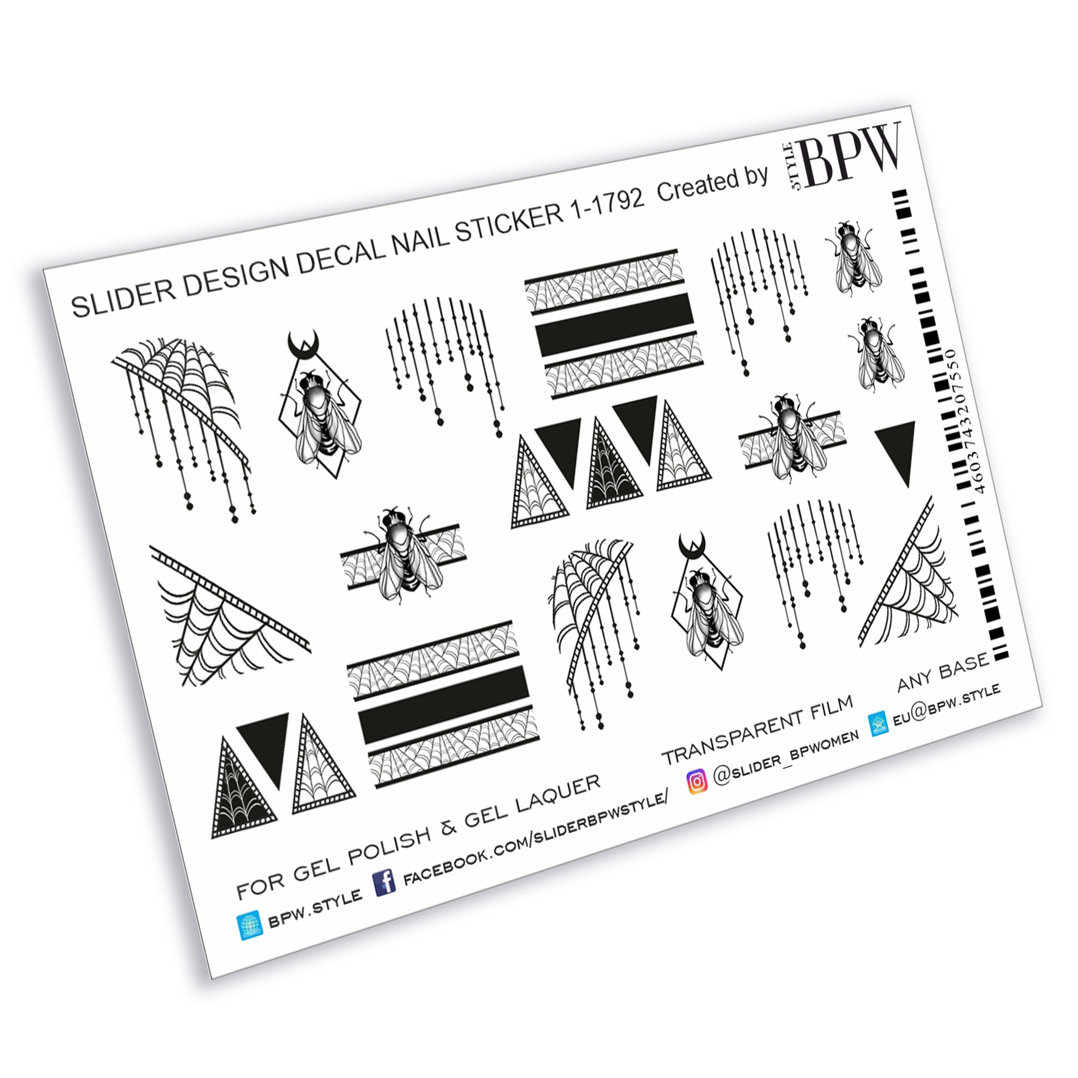 Decal nail sticker Spider net ethnic