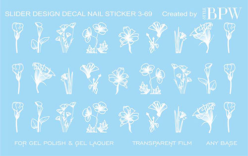 Decal nail sticker White flowers