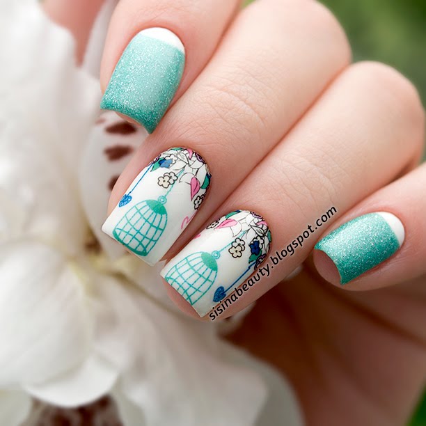 Decal nail sticker Cage with flowers