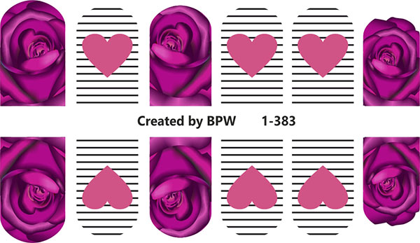 Decal nail sticker Hearts & Roses
