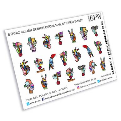 Decal nail sticker Abstract faces