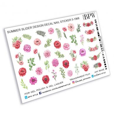 Decal nail sticker Red poppies