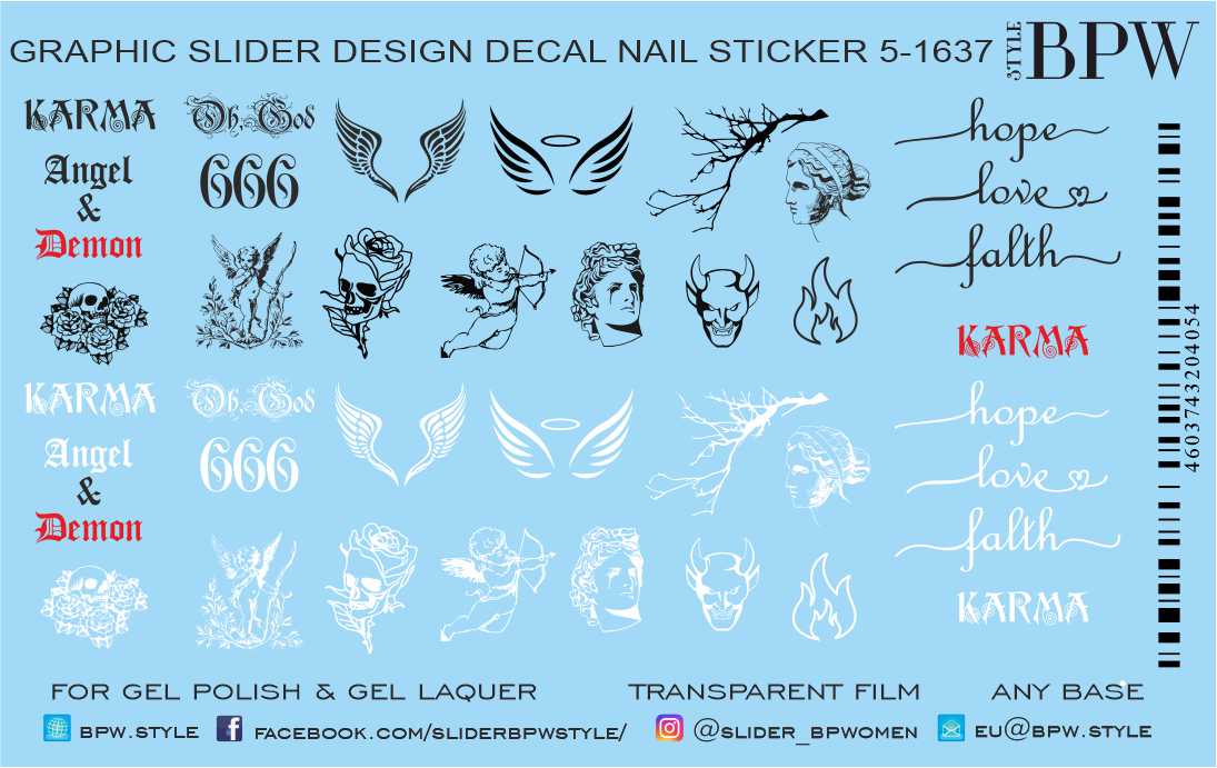 Decal nail sticker Angel & Demon