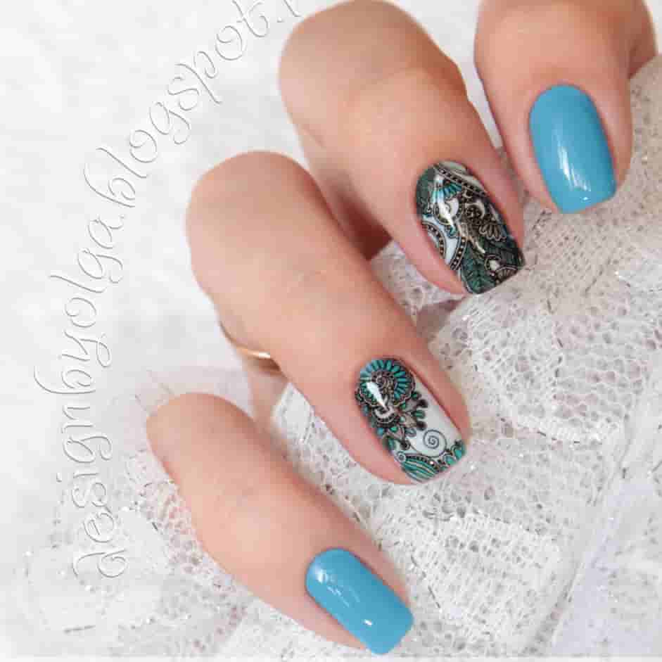 Decal nail sticker Blue pattern