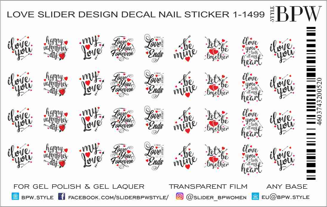 Decal nail sticker Motivation St Valentine's Day