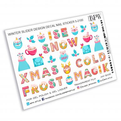 Decal nail sticker Winter letters