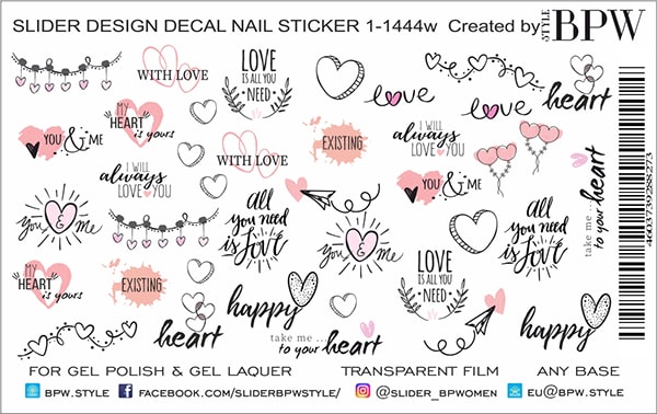Decal nail sticker Love texts