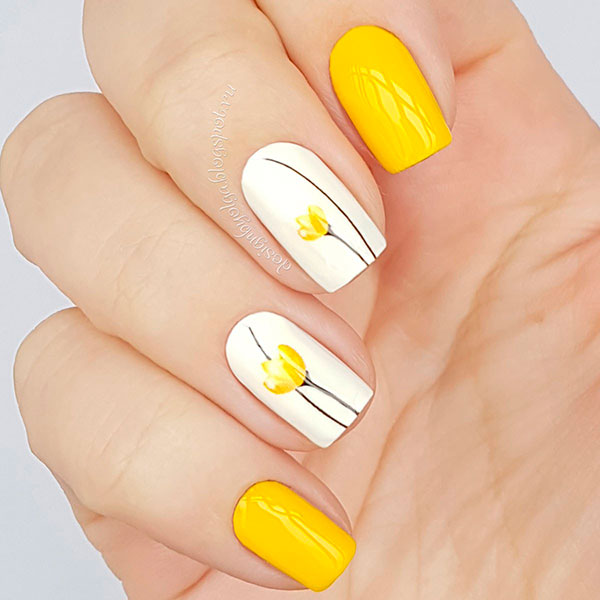 Decal nail stickers Yellow flowers
