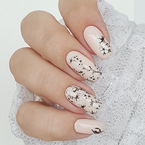 Manicure with branches of cotton