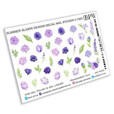 Decal nail sticker Violet flowers