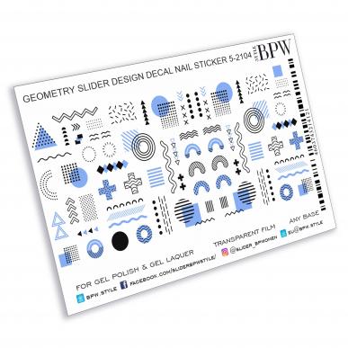 Decal nail sticker Geometry with blue elements