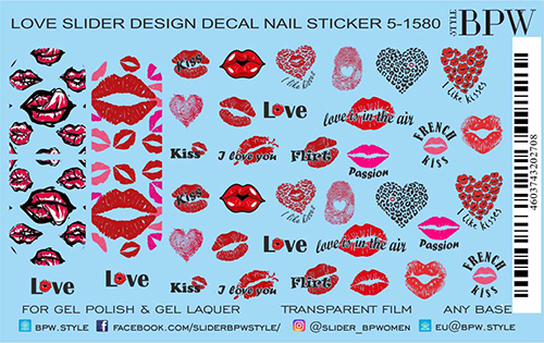 Decal nail sticker Million kisses