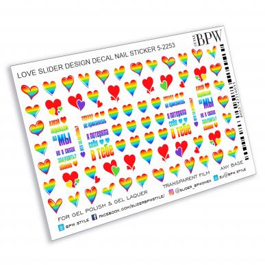 Decal nail sticker Rainbow hearts 2