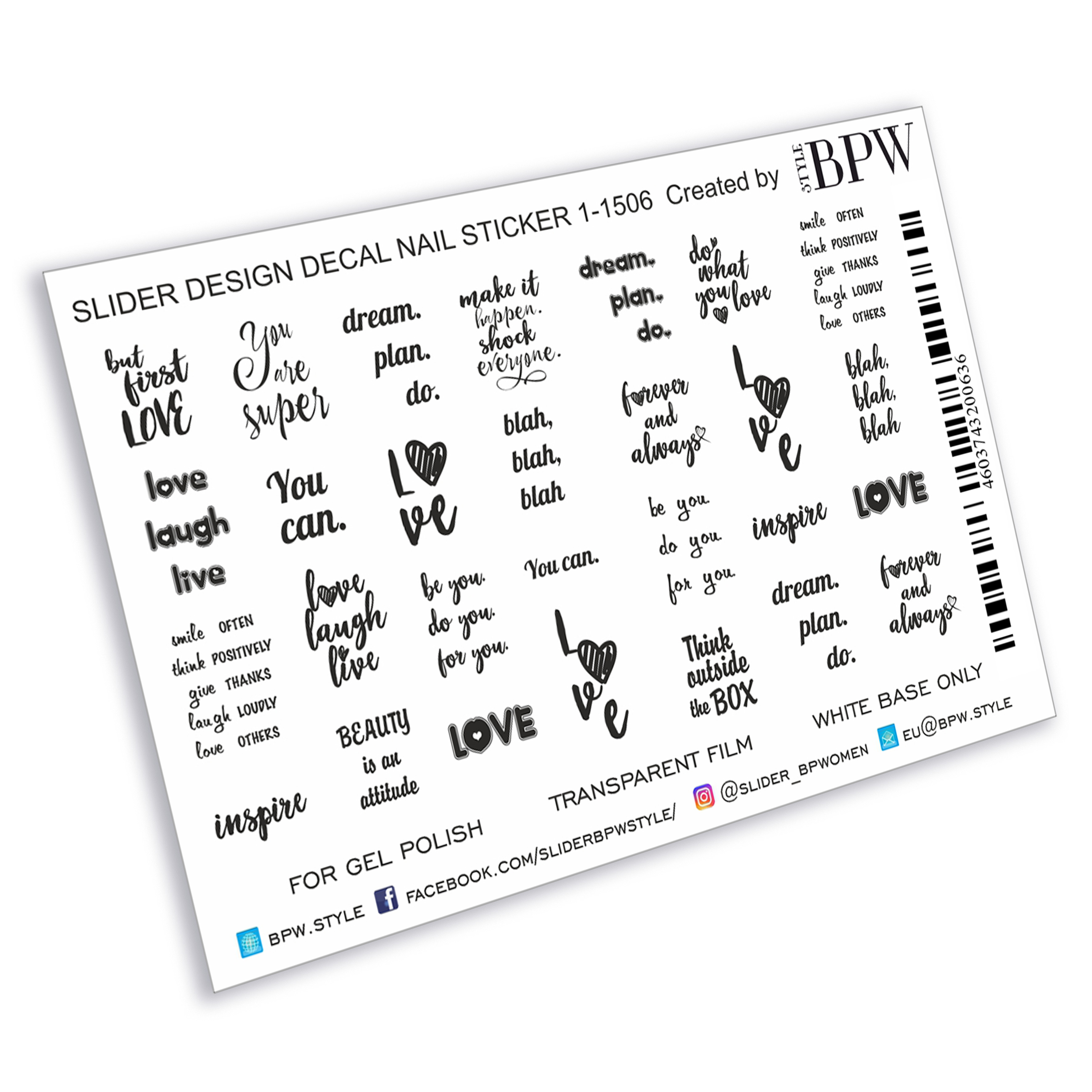 Decal nail sticker Lettering Love miks