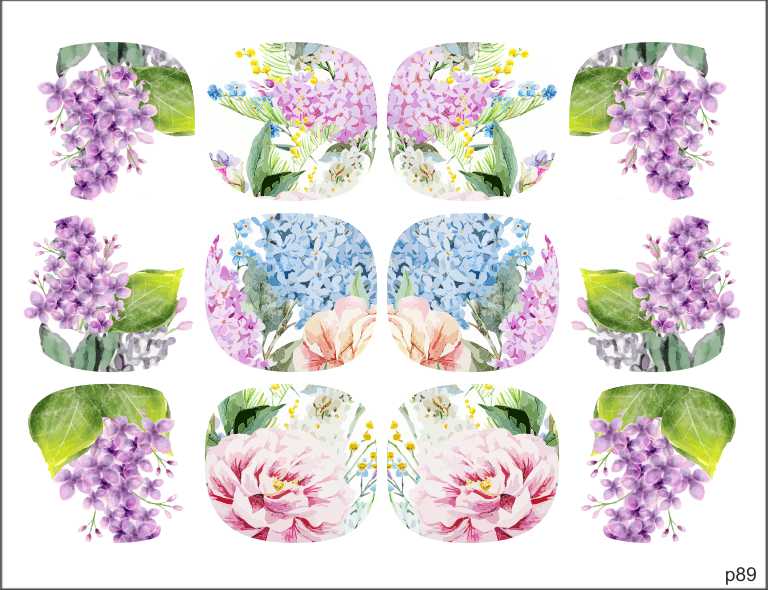 Decal nail stickers Lilac bouquet