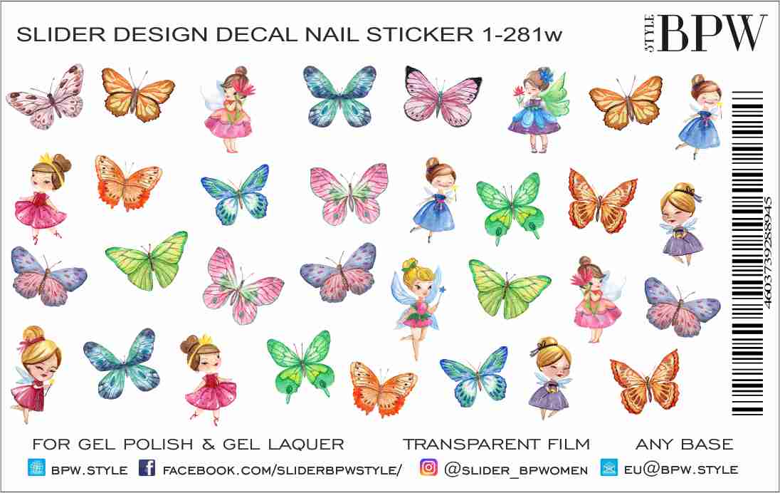 Decal nail sticker Butterflies mix