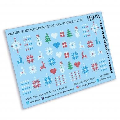 Decal nail sticker Winter with snowmen