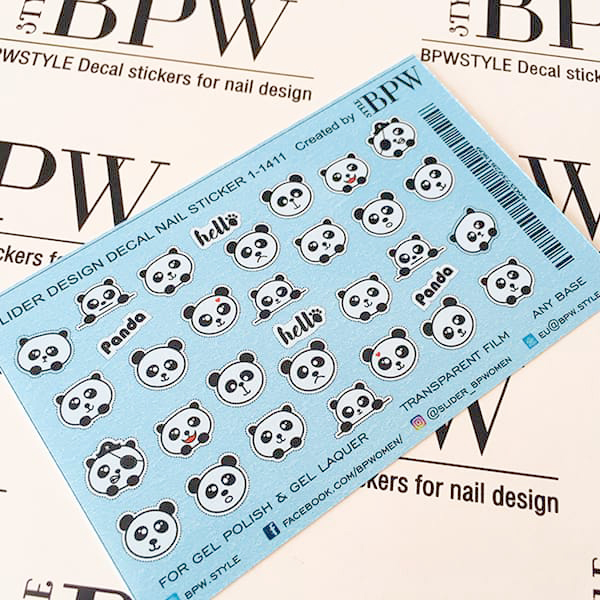 Decal nail sticker Pandas smile