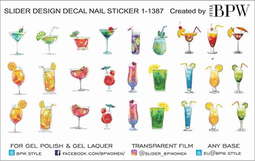 Decal nail sticker Cocktail