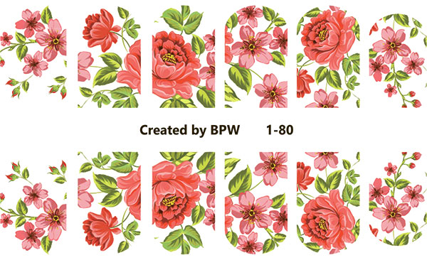 Decal nail sticker Peonies