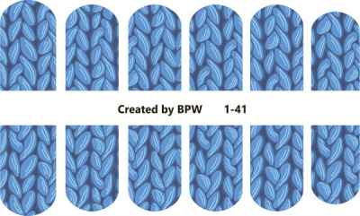 Decal nail sticker Blue knitting
