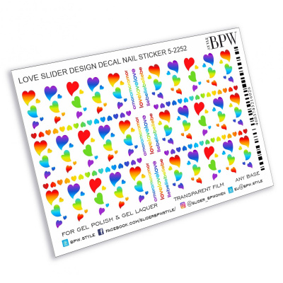 Decal nail sticker Rainbow hearts