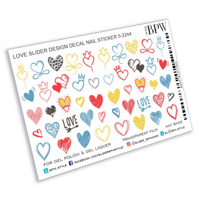 Decal nail sticker Hearts mix