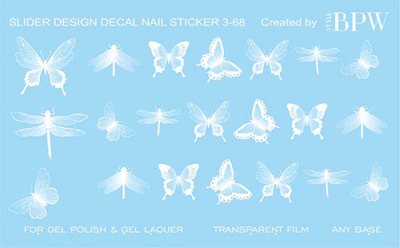 Decal nail sticker White butterflies