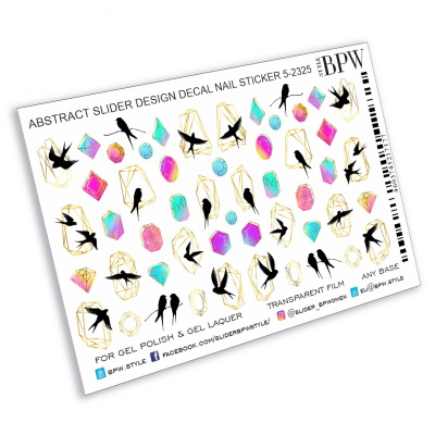 Decal nail sticker Abstract with birds 2