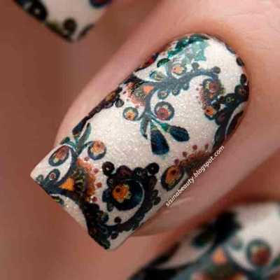 Decal nail sticker Peacock ornament