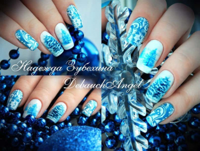 Decal nail stickers Winter forest
