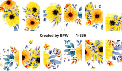 Decal nail sticker Yellow flowers