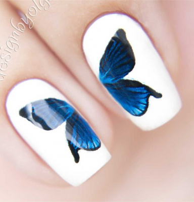 Decal nail stickers Blue butterflies