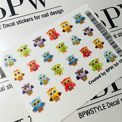 Decal sticker 3D Owls with crystalls