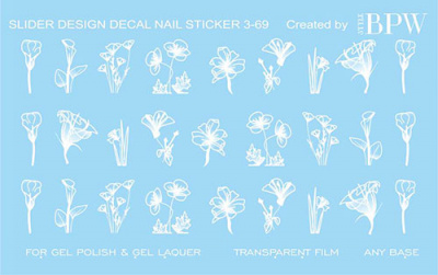 Decal nail sticker White flowers