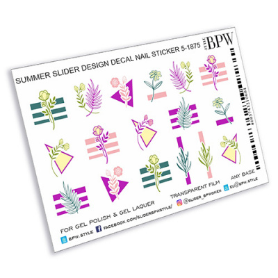Decal nail sticker Geometry with flowers