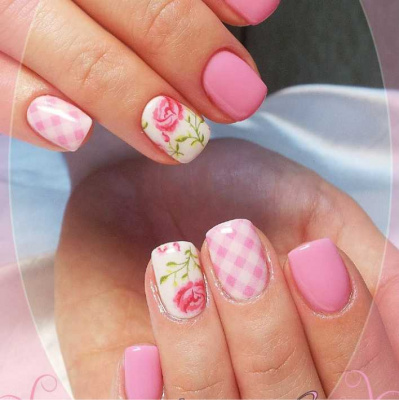 Decal nail stickers Pink flowers