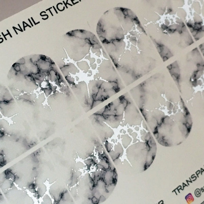 Decal nail sticker Marble with silver