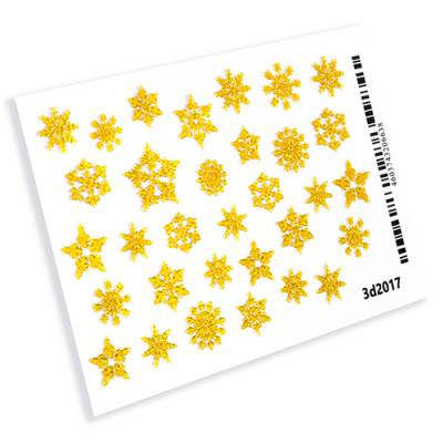 Decal sticker 3D Gold snowflakes