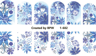 Decal nail stickers Blue flowers